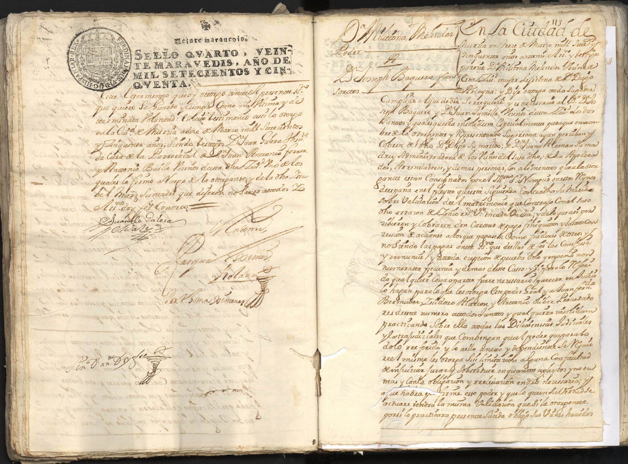 Registo de Tomás José Jímenez Roldán, Murcia de 1750.